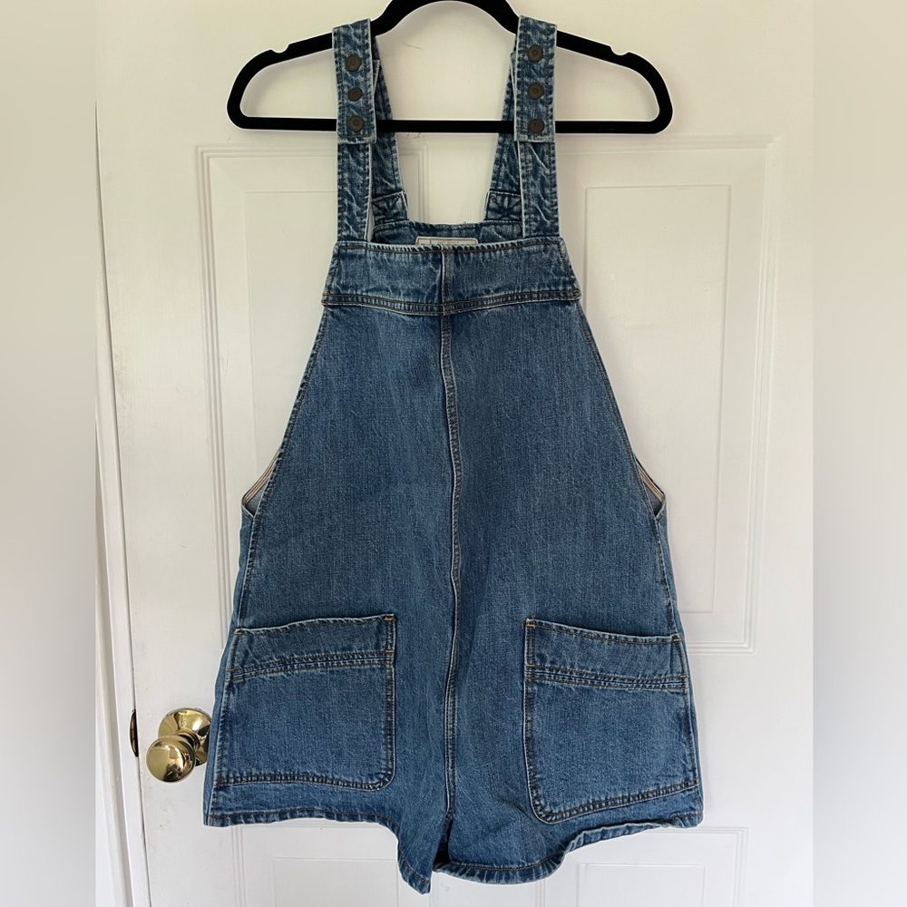 Free People Denim Jean Overall Shorts